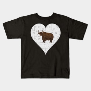 Jigsaw  Yak Heart Design - Wild Animal Yak Kids T-Shirt